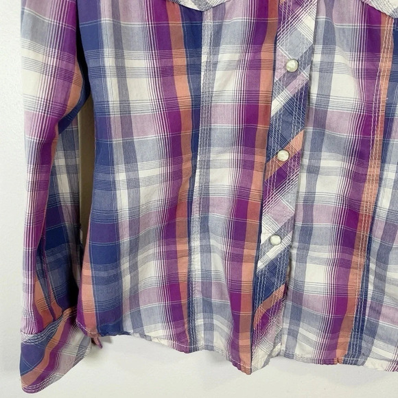 True Religion Plaid Men's Long Sleeve Snap Button Western Shirt - Picture 7 of 16